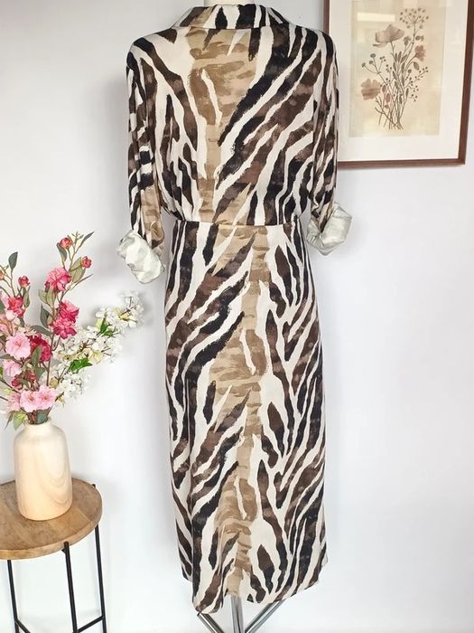 Spódnica midi zebra ZIZZI 46 48 bawełna wiskoza silk touch unikat