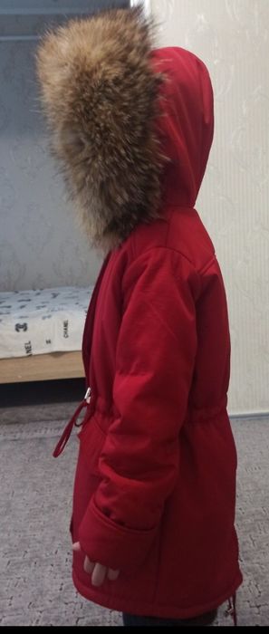 Детские парка с натуральным мехом, шапка норка