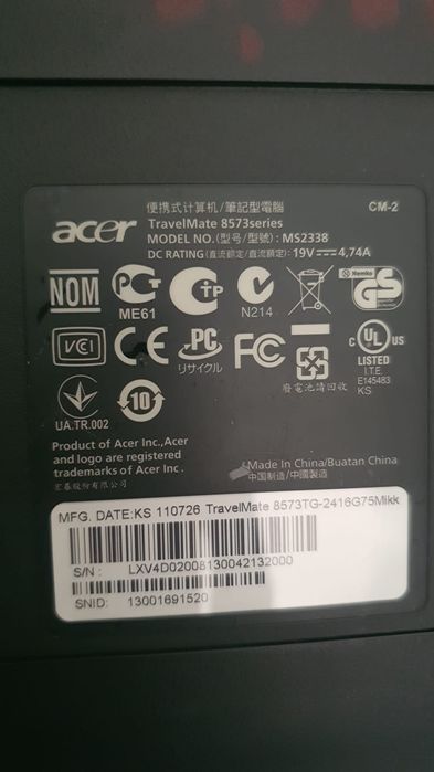 Acer laptop i5 with charger.8 gn ram/ 500 GB hhd