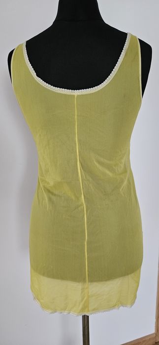 Halka retro prl bielizna 36 - 38 koszulka siateczka żółta sexy