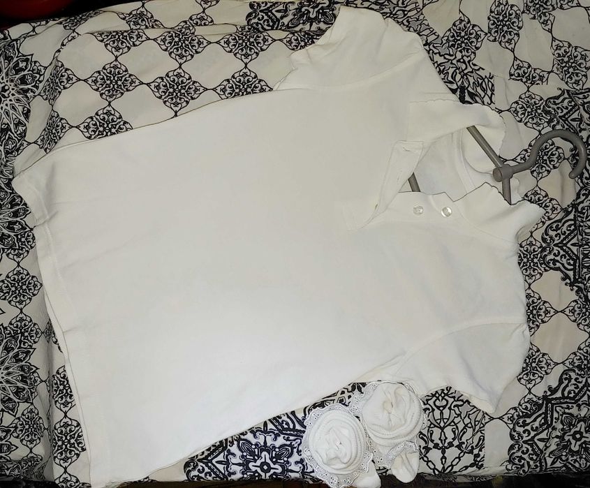 Детская одежда Белая Футболка Поло для девочки рост 128-134 8-9 лет