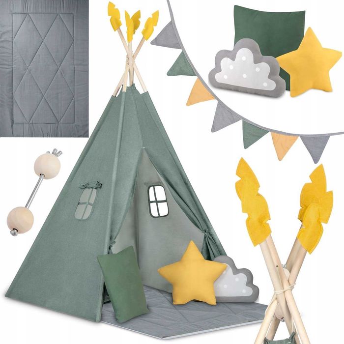 NAMIOT TIPI Wigwam Dla Dzieci Mata Domek Teepee + Poduszki Prezent