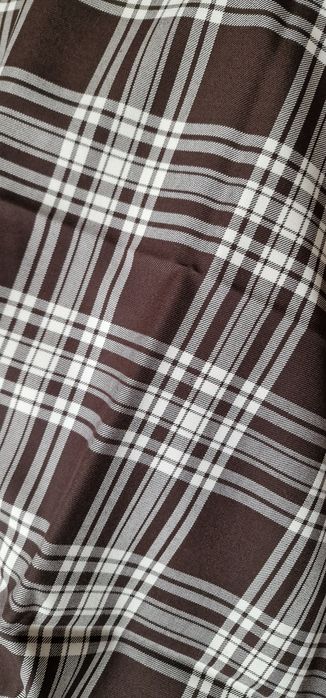 Tkanina,materiał w modną kratę brązowo - białą - kupon 0,85 m x 1,55 m