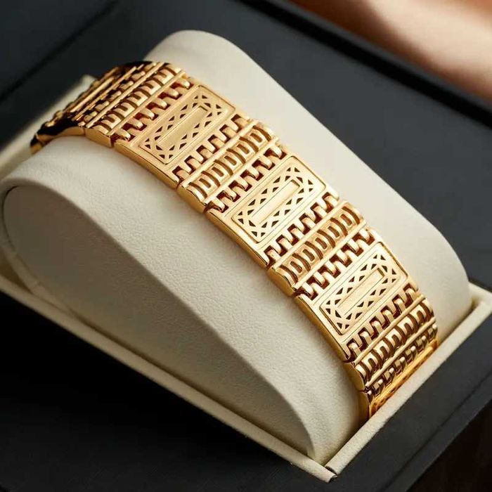 Браслет мужской позолоченный 24 карата золотом