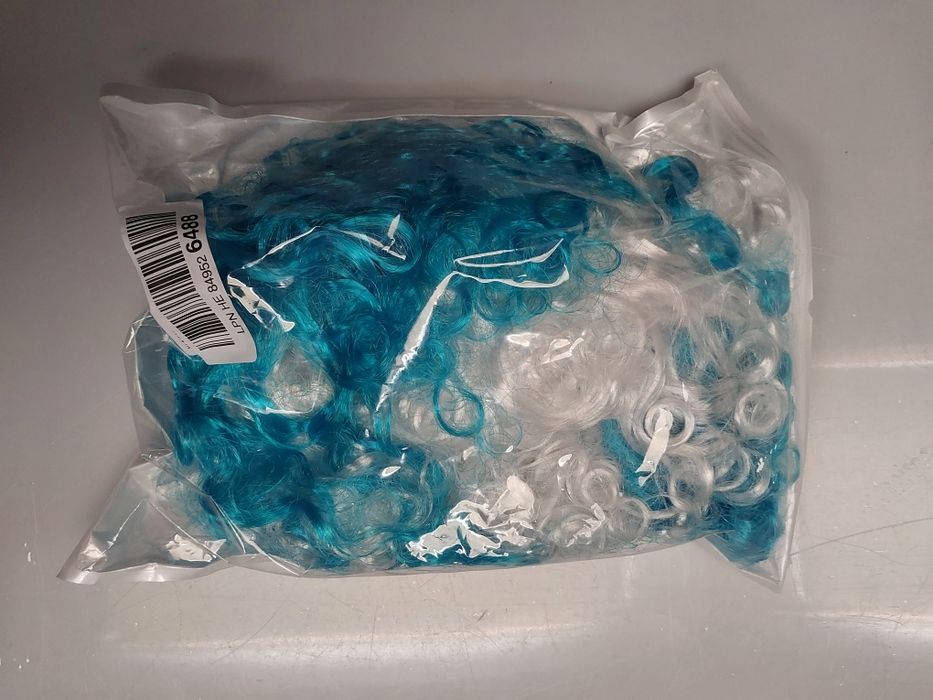 Peruka biało niebieska loki przebranie klauna