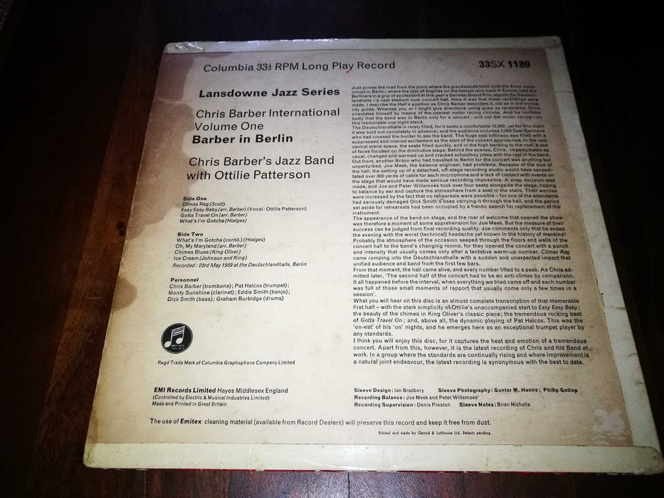 CHRIS   BARBER - Chris Barber Vol One (Barber In Berlin)-Ed IN-1959 LP