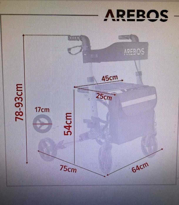 Ходунки на колесах Ролятор AREBOS роллер для пожилых людей