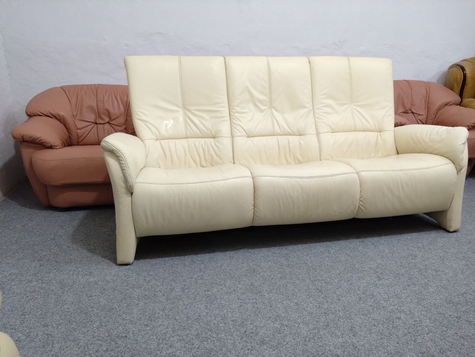 Кожаный мягкий диван реклайнер раскладной шкіряний розкладний меблі