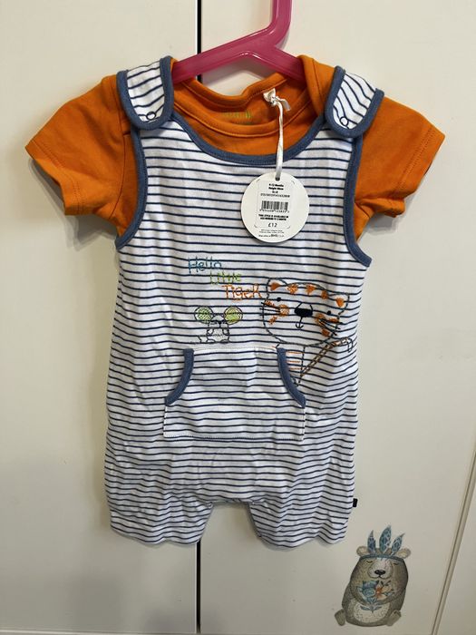 Nowy komplet pajacyk + bluzka dla chłopca body 9-12 m 80 cm