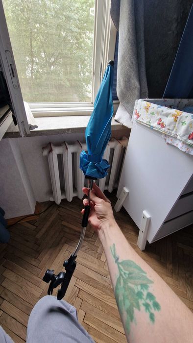 Парасолька від сонця для дитячого візочка. Блакитна