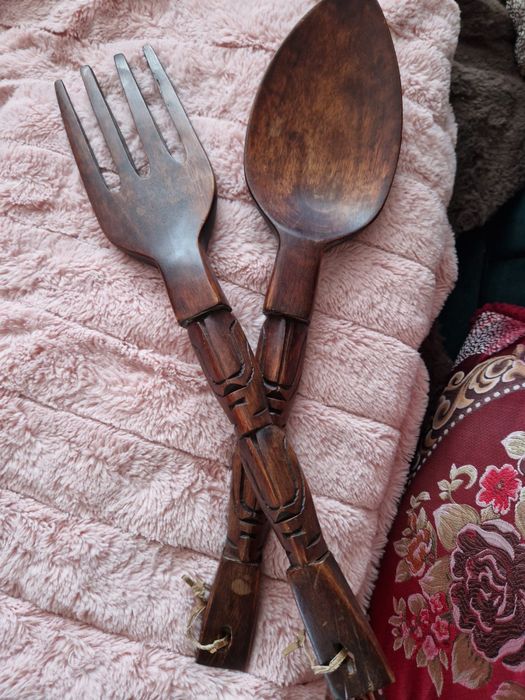 Drewniane sztućce łyżka i i widelec