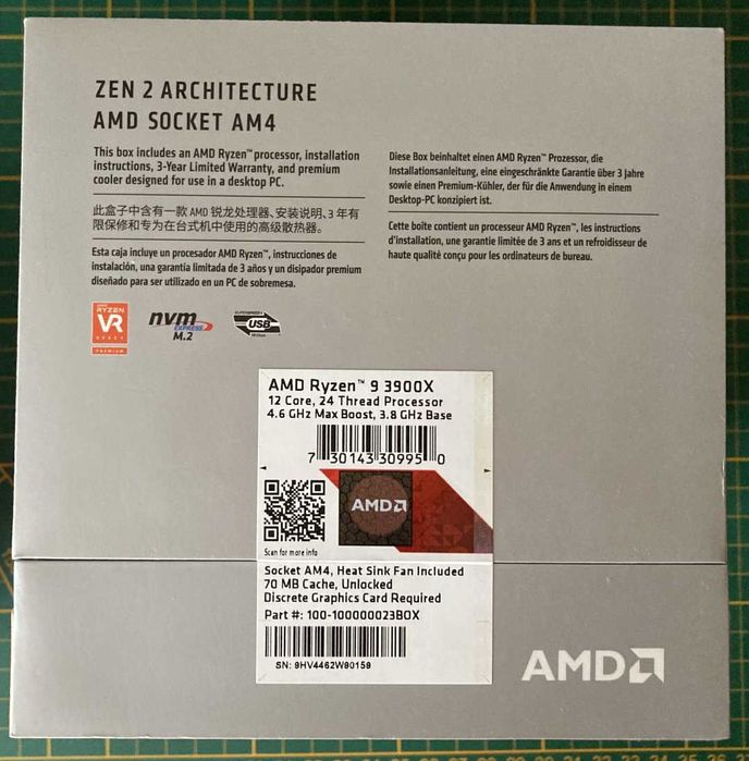Procesor AMD Ryzen 9 3900X box  + płyta główna MSI B450 Tomahawk MAX + chłodzenie AMD Wraith Prism RGB