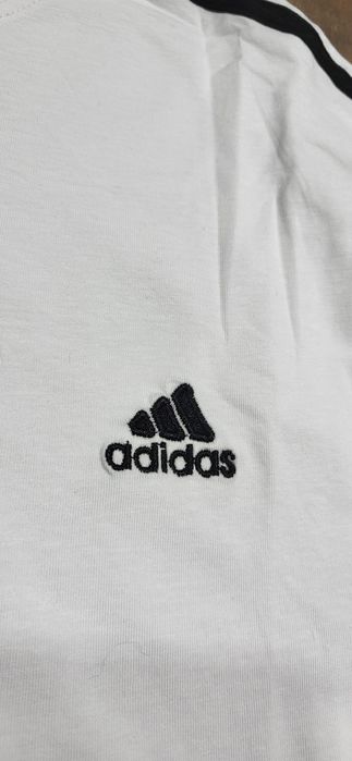 2 koszulki męskie t-shirt młodzieżowe biała czerwona trzy pasy S M