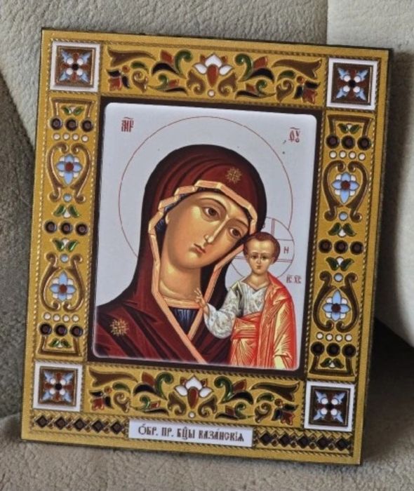 Matka Boska z Dzieciątkiem Jezus KAZAŃSKA Ikona na desce.