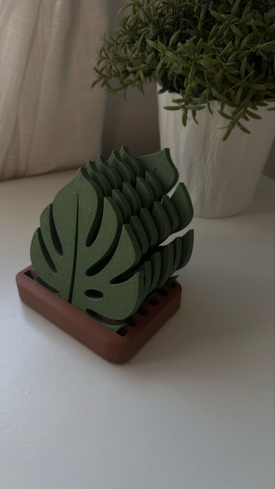 Conjunto de porta copos - Folha de Monstera (costela de Adão)