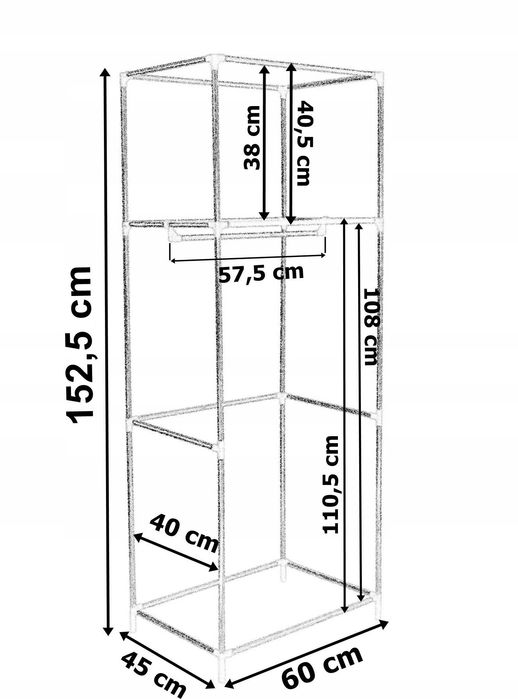 Garderoba Tekstylna Fela 60cm Szara Mobilna Lekka
