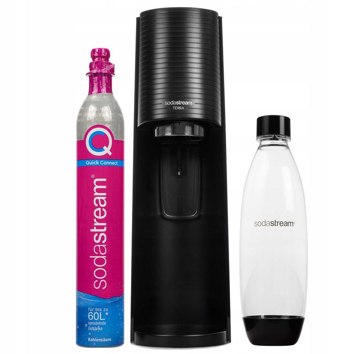 Saturator do wody SodaStream Terra czarny + butelka Fuse 1l + gaz TANIO! NOWE!