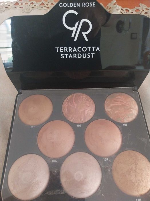 GOLDEN ROSE MEGA paleta paleta 8 X  puder TERRACOTA STARDUST 101-110  UNIKAT.