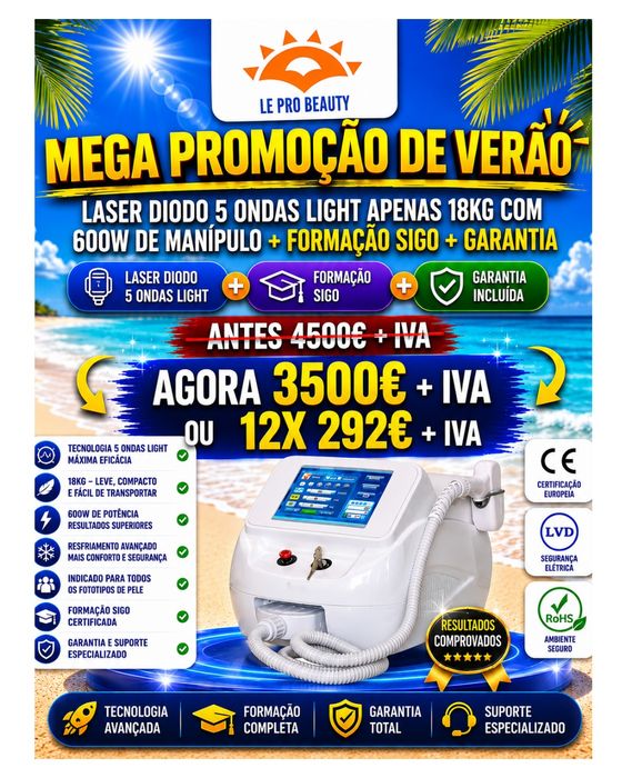 Laser diodo 5 ondas 18 kg 600W MANÍPULO+ 2 anos garantia + Curso DGERT
