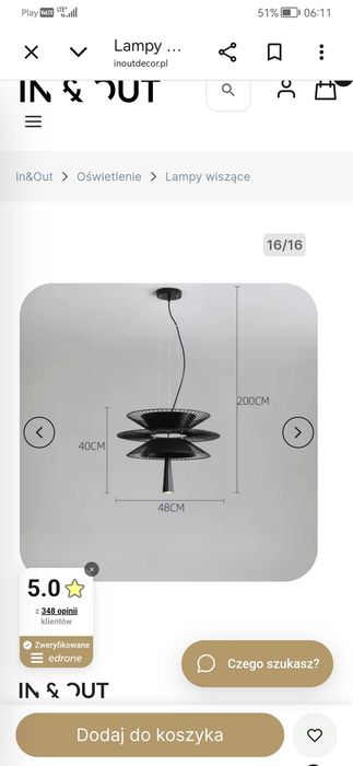 Lampa wisząca grawiti Yrsa metalowa kupiona za 1200 zl