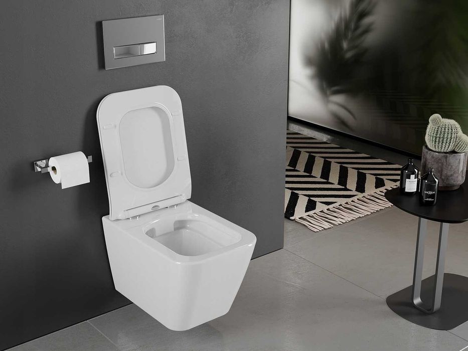 WC miska seria CUBIK rimless + deska duroplast NANO coating ITALY