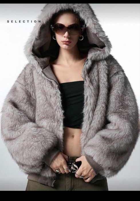 куртка аляска шуба 2 в 1 серая