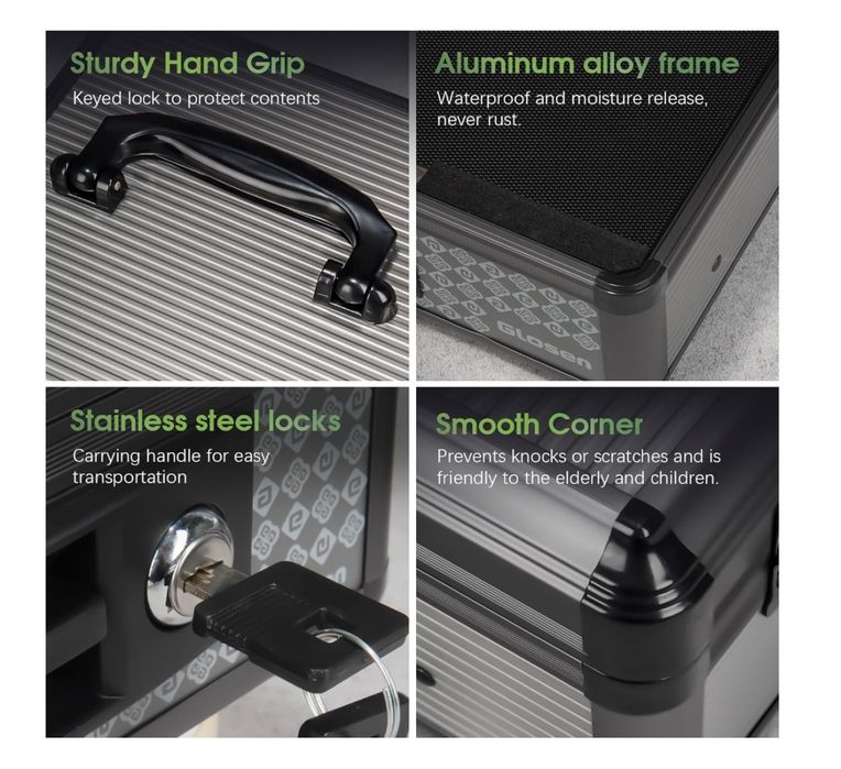 Skrytka na gotówkę Glosen z zamkiem, skrzynka na pieniądze na klucz