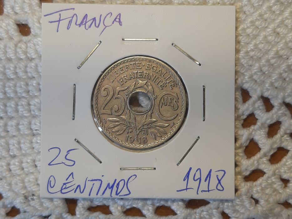 França - moeda de 25 cêntimos de 1918