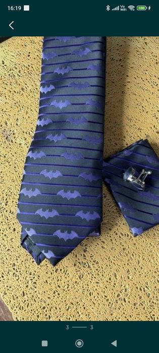 Hit prezent Batman  krawat męski spinka poszedka komplet  set zestaw