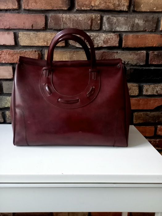 Duża Torba bordowa podróżna vintage lata 70te eko skóra Rezerwacja