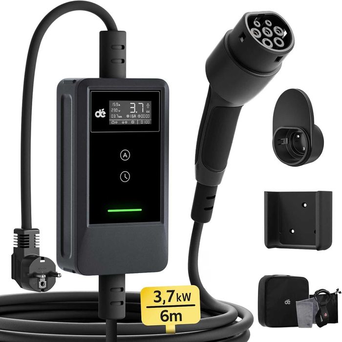 Ładowarka samochodowa typu (3,7kW, 6m, 6–16A) z wyświetlaczem LCD