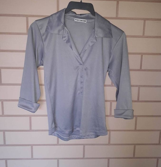 Szara koszula bluzka z rękawami 3/4 rozmiar XS/S vintage lata 90 Y2K