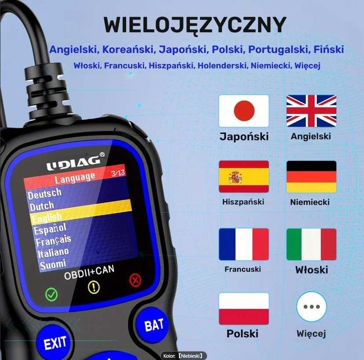 Tester diagnostyczny ODB2 Udiaq CR720 menu po polsku