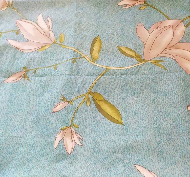 Комплект Постільна білизна Євро розмір Бязь Бавовна Квіти Бірюзова