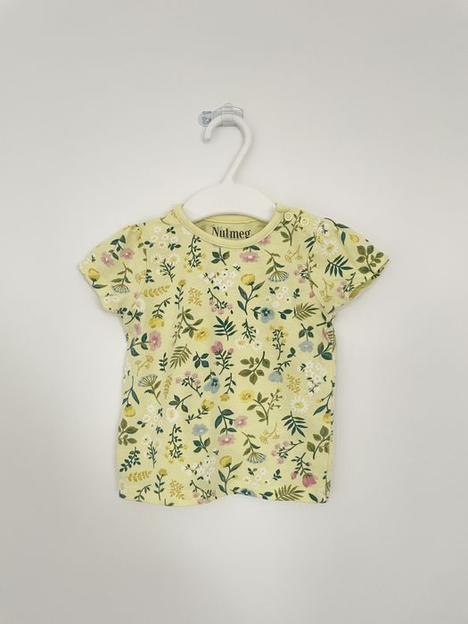 Żółty t shirt bluzka w kwiaty nutmeg 3-6 miesięcy 62/68