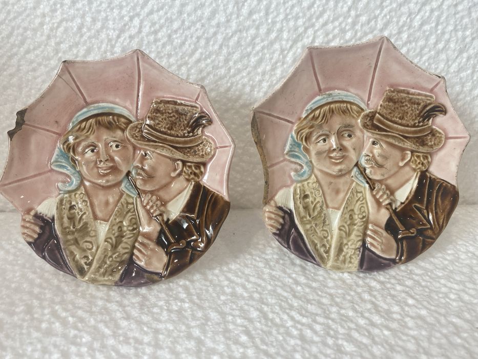 Talerzyki deserowe majolika porcelna Steidl Znain przedwojenne