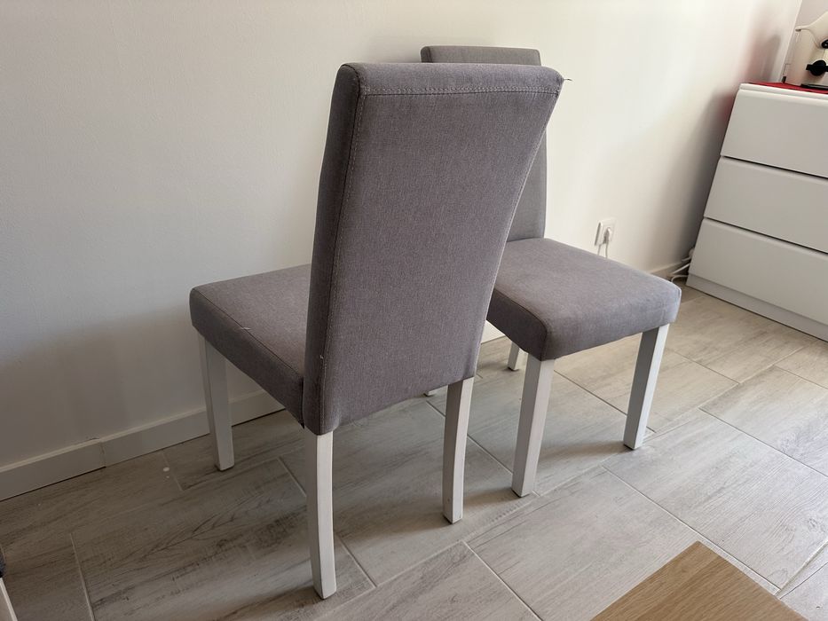 Conjunto de 2 Cadeiras de Sala / Jantar – Cinzento e Branco
