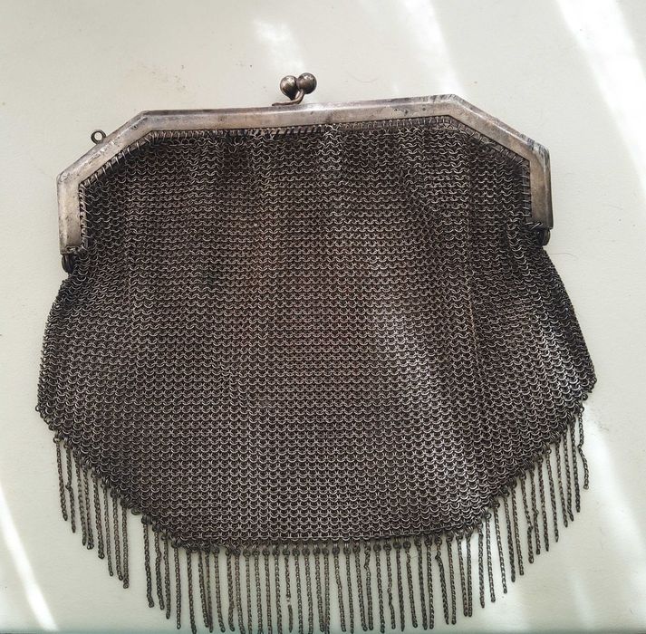 Сумочка. Серебрение. До 1920-х годов. Кольчужка. Антиквариат