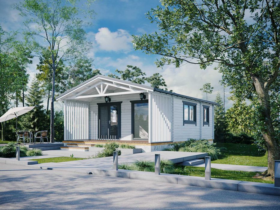 Drewniany domek letniskowy Hawana 33,6 + 11 m2 - ROD, ośrodek, działka