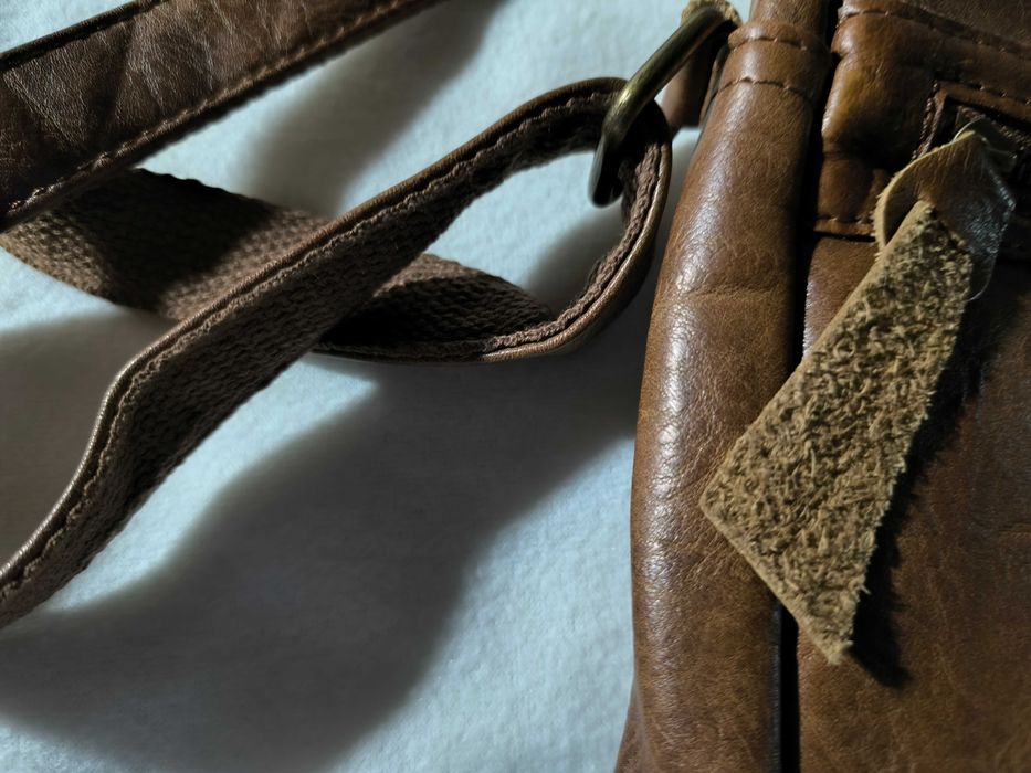 Saszetka męska, brązowa, skóra