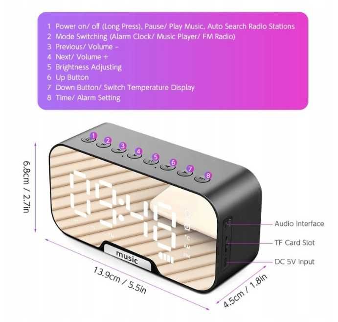 Cyfrowy rejestrator rocznicowy na biurko FW-W668 Budzik ttst1062