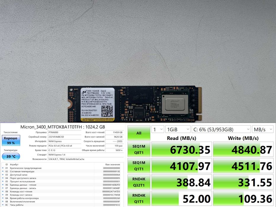 SSD 1Tb TLC +DRAM cache buffer M2 PCIe 4 NVMe НАДЕЖНЫЙ