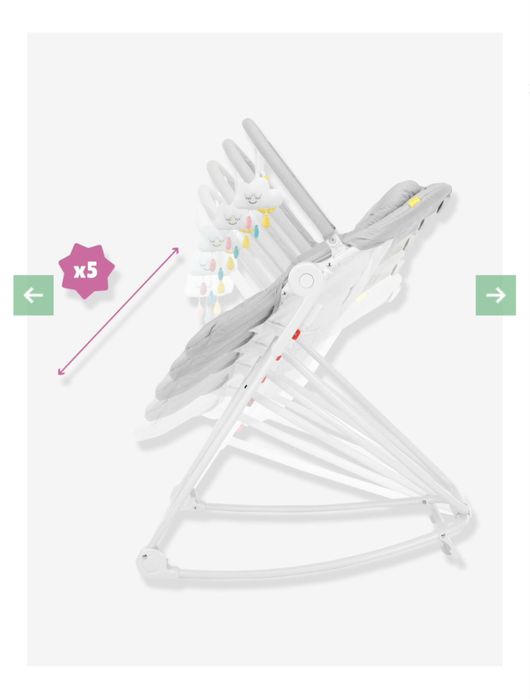 Espreguiçadeira alta BADABULLE Compact'Up - cinzento claro estampado