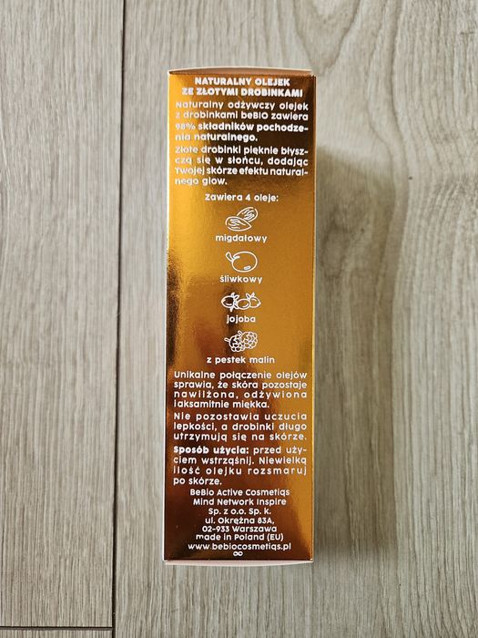 BeBIO, naturalny olejek że złotymi drobinkami, Start your safe tanning