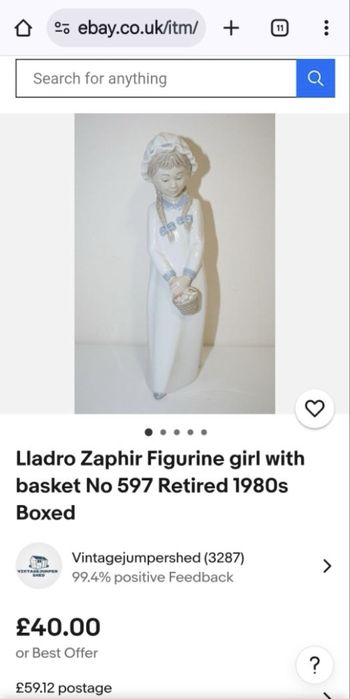 ЗНИЖКА 30% Стауэтка, фарфор, Zaphir lladro, Girl with Basket of Sweets