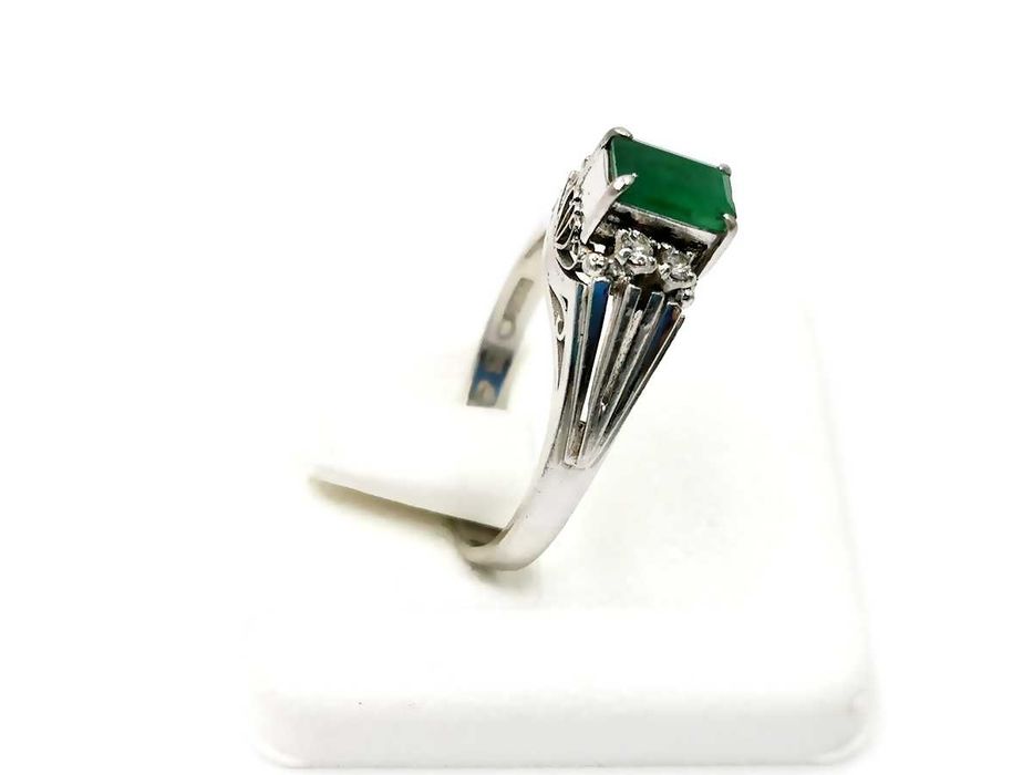 pierścionek platyna 900 szmaragd diamenty brylanty 5,09 g certyfikat