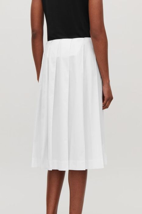 Cos біла спідниця юбка спідниця з бавовняно-попліну плісирована