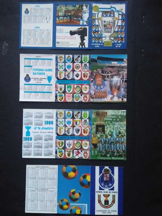 Calendários de Jogos de Várias épocas Antigos do FC Porto.