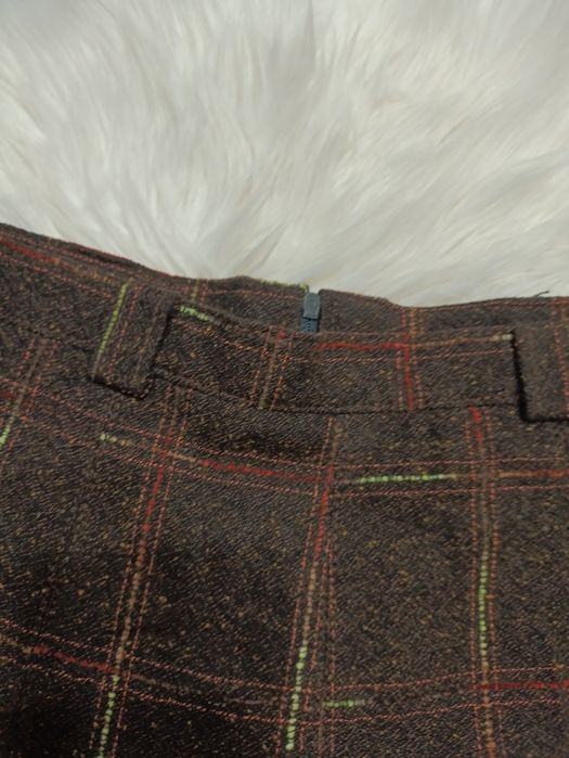 Spódniczka spódnica vintage brązowa w kratę vintage  XS /s