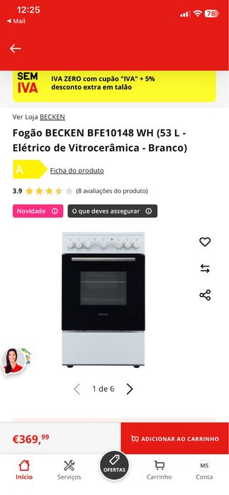 Fogão BECKEN Elétrico de Vitrocerâmica